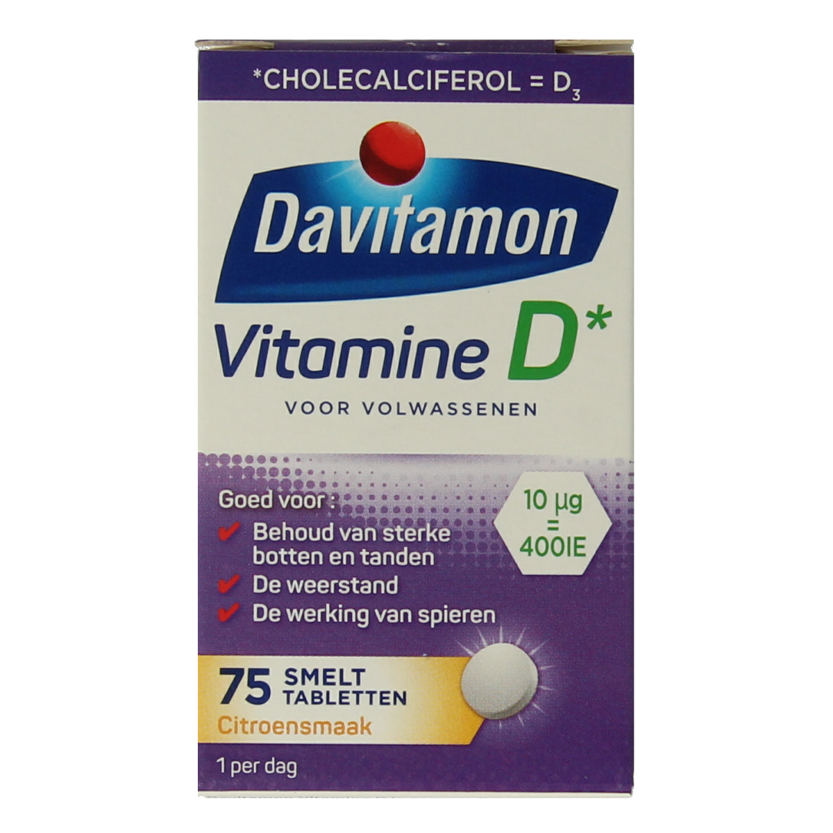 Davitamon Vitamine D volwassenen smelttablet 75.00 Tabletten