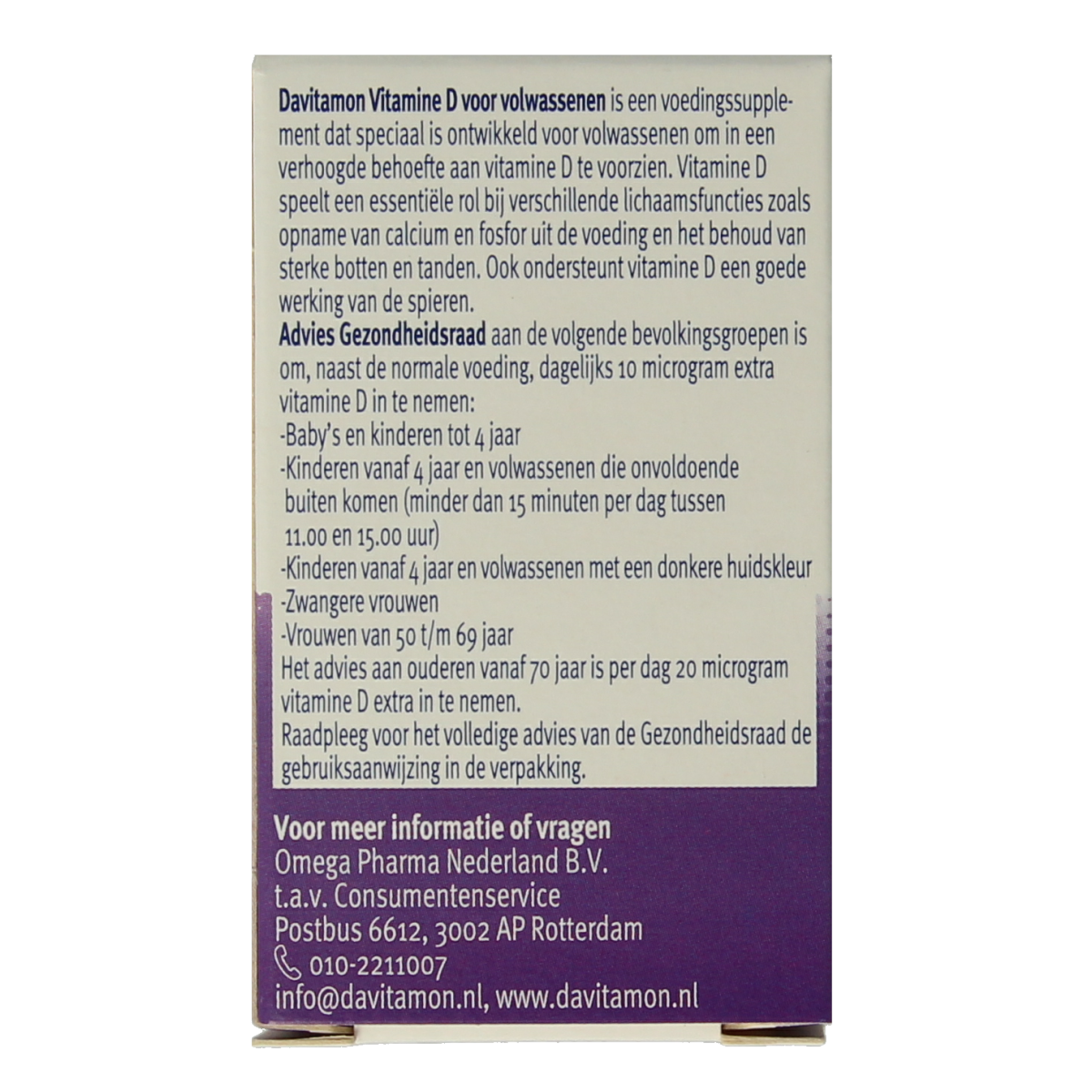 Davitamon Vitamine D volwassenen smelttablet 75.00 Tabletten