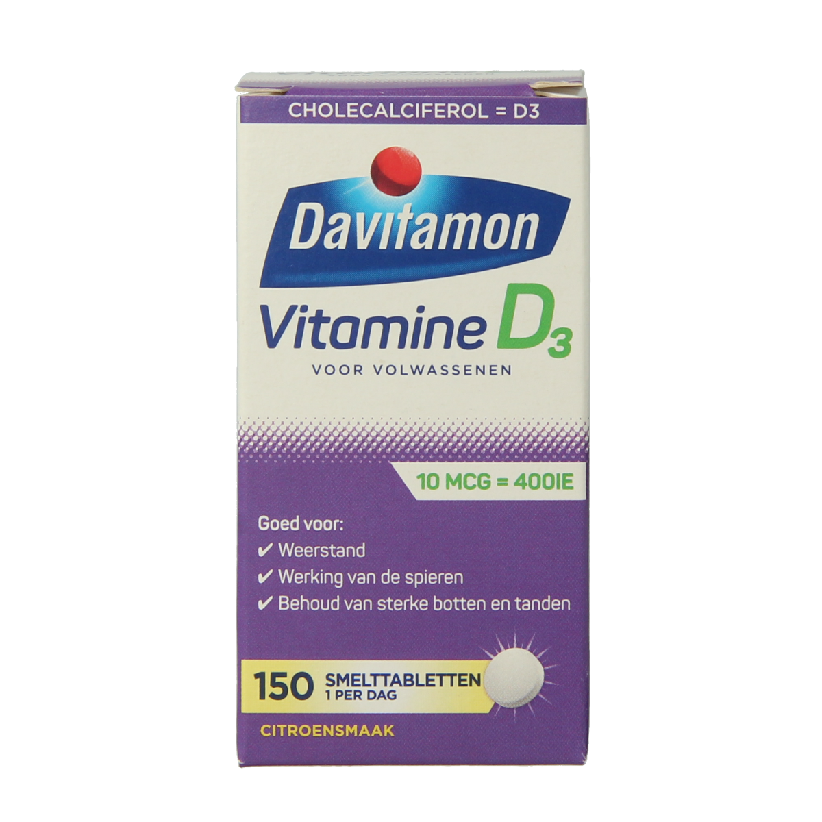 Davitamon Vitamine D volwassenen smelttablet 150.00 Tabletten