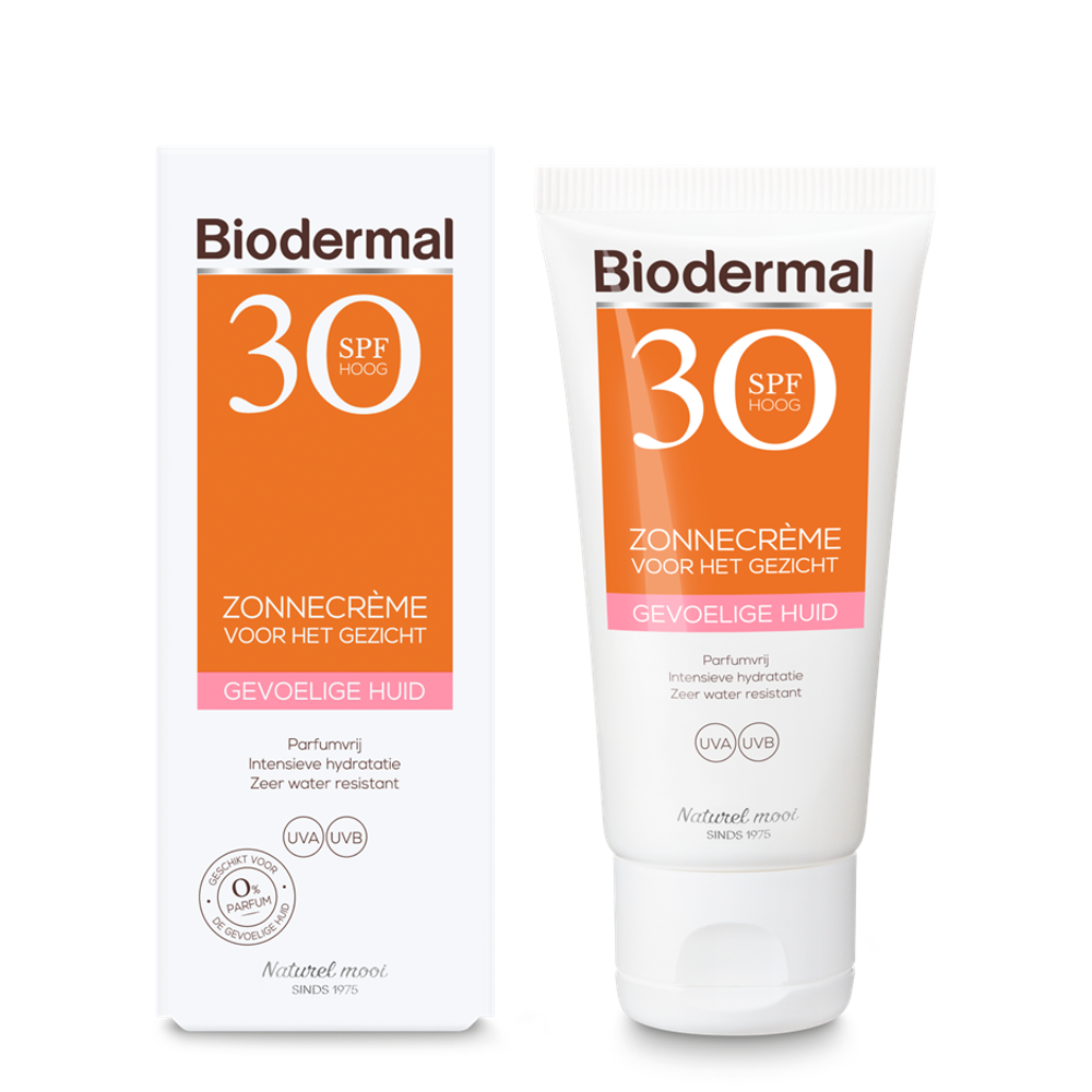 Biodermal Zonnecreme gezicht gevoelige huid SPF30 50.00 Milliliter