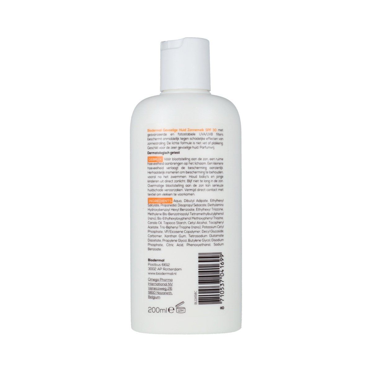 Biodermal Zonnemelk gevoelige huid SPF30 200.00 Milliliter