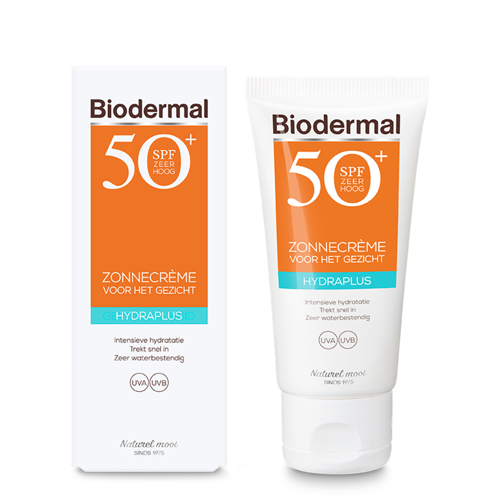 Biodermal Zonnecreme gezicht hydraplus SPF50 50.00 Milliliter