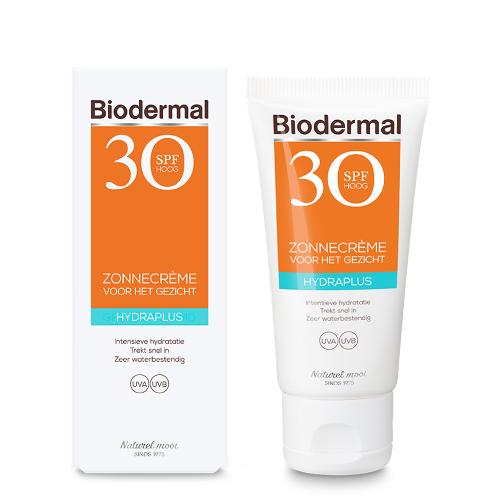 Biodermal Zonnecreme gezicht hydraplus SPF30 50.00 Milliliter