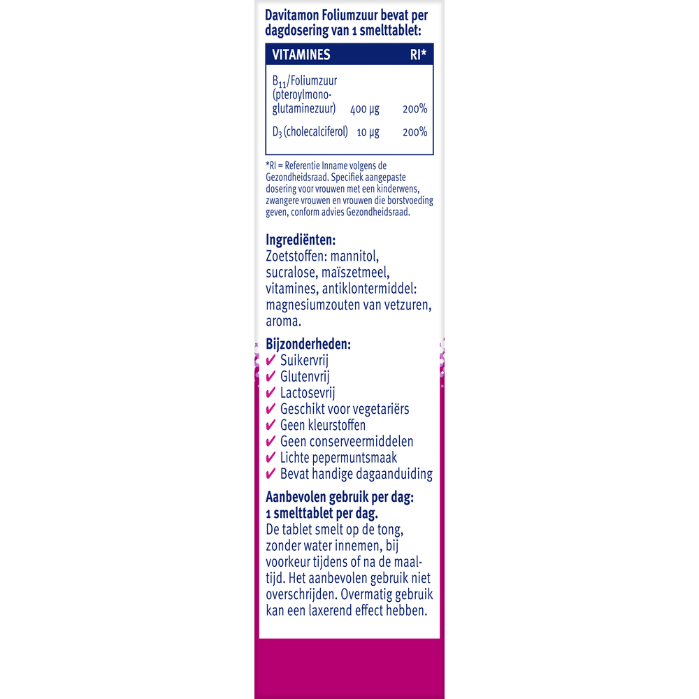 Davitamon Foliumzuur vitamine D  84.00 Tabletten