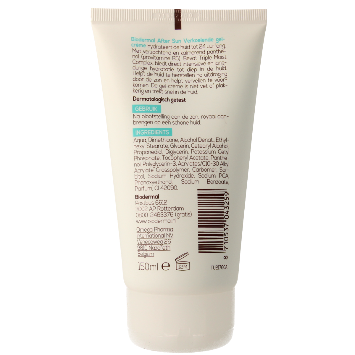 Biodermal Aftersun verkoelende gel creme 150.00 Milliliter