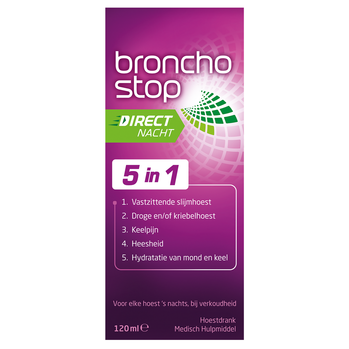Bronchostop Hoestdrank direct nacht 5 in 1 120.00 Milliliter
