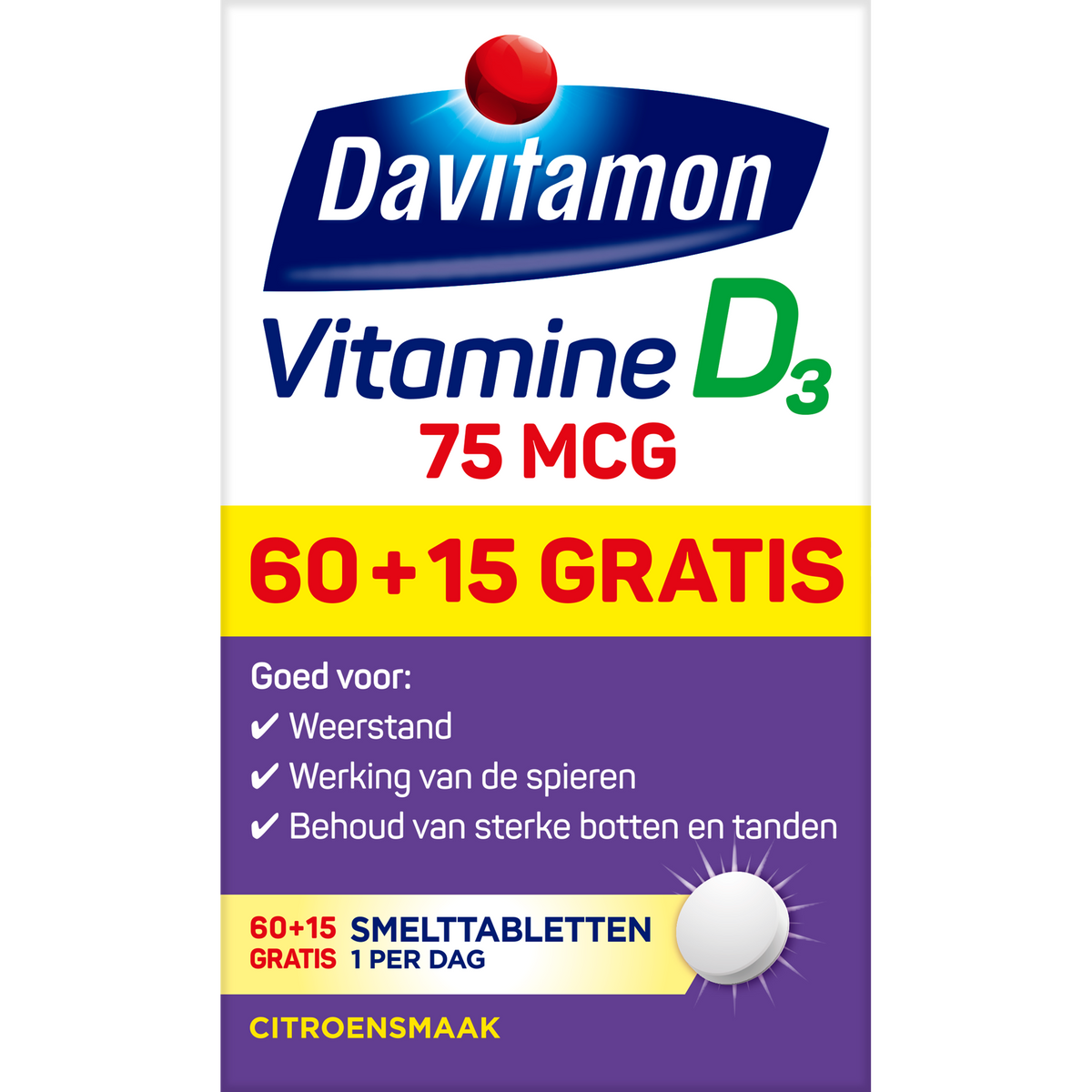 Davitamon Vitamine D3 75mcg 75.00 Smelttabletten