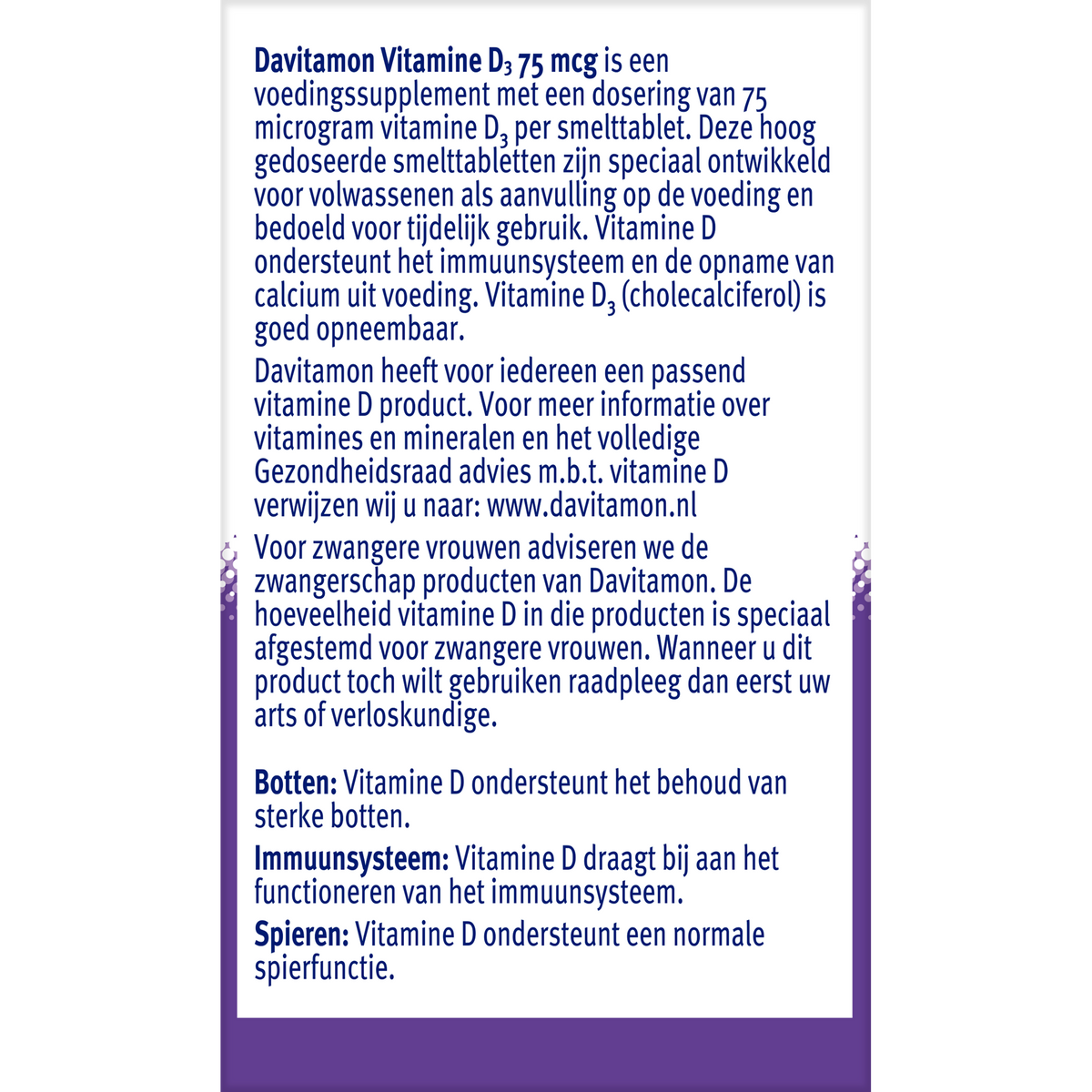 Davitamon Vitamine D3 75mcg 75.00 Smelttabletten