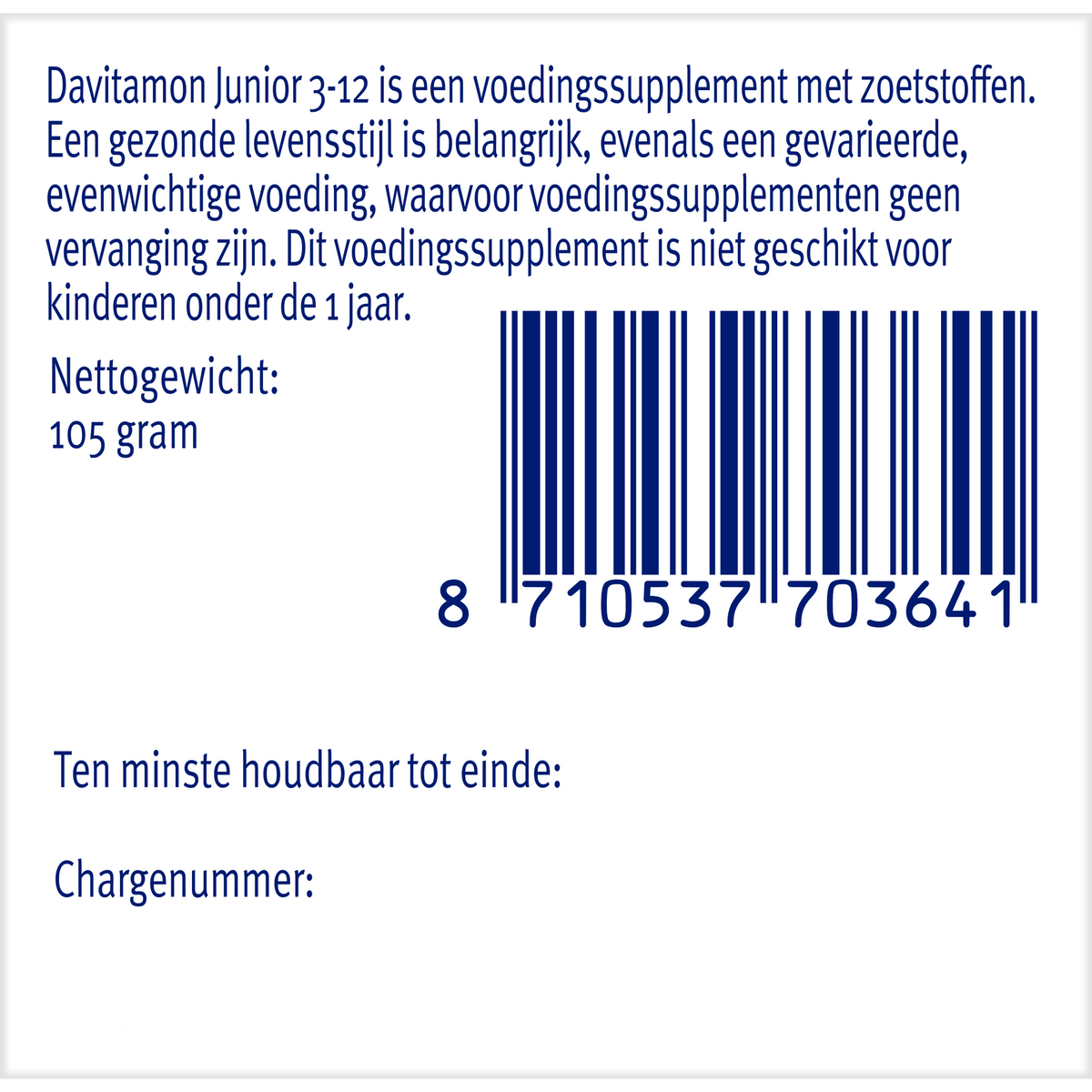 Davitamon Junior 3-12 framboos 120.00 Kauwtabletten