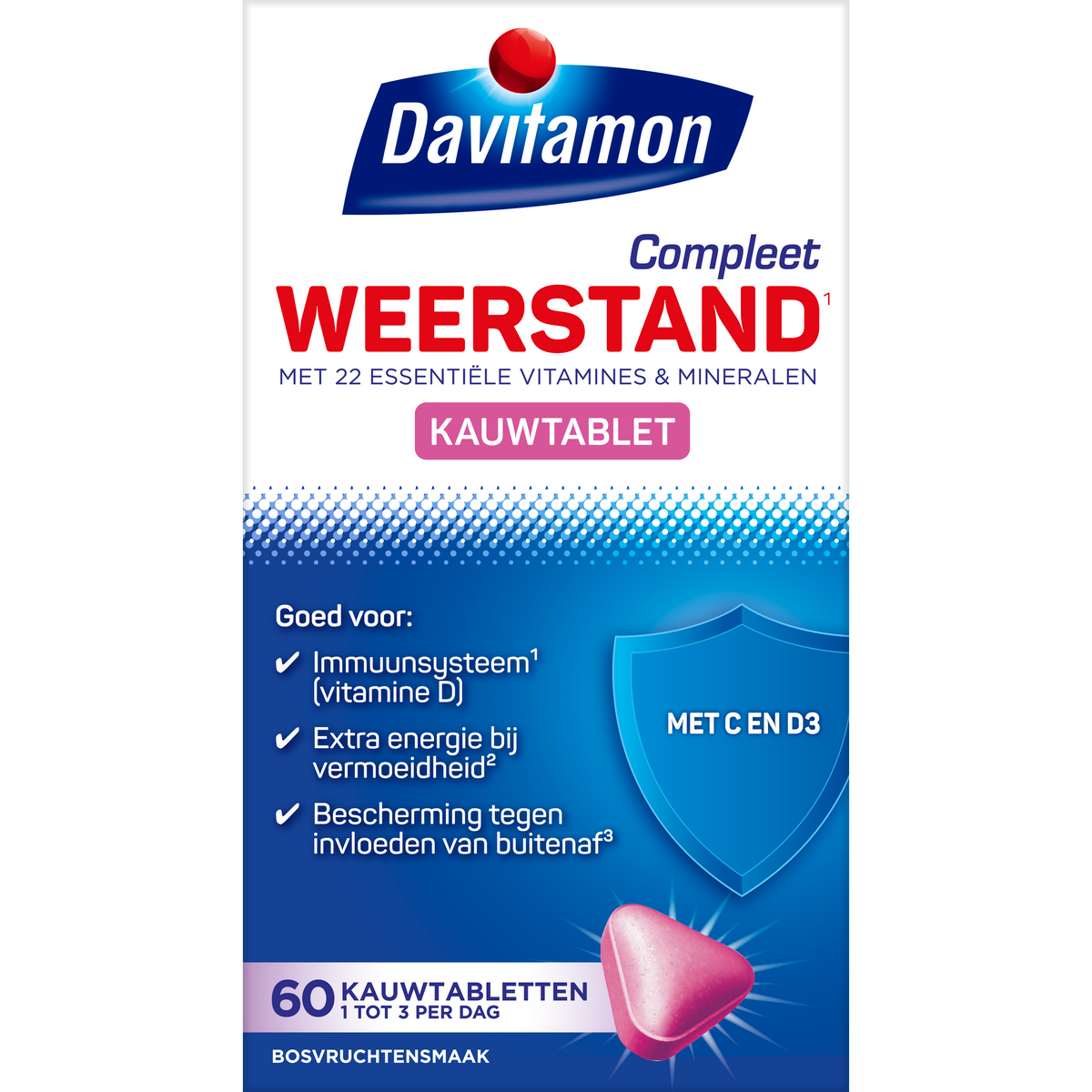 Davitamon Compleet weerstand kauwvitamines bosvruchten 60.00 Tabletten