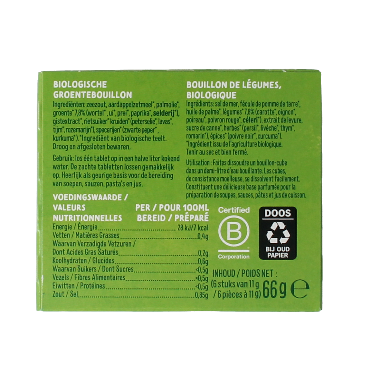 Zonnatura Groentebouillon tablet 11 gram bio 6.00 Stuks