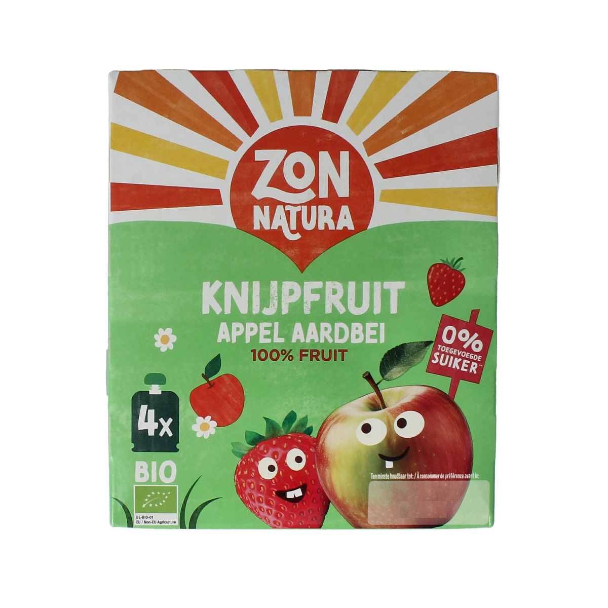 Zonnatura Knijpfruit appel/aardbei bio 4.00 Stuks