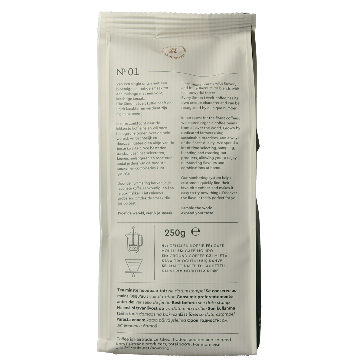 Simon Levelt Cafe organico dolce snelfilter bio 250.00 Gram