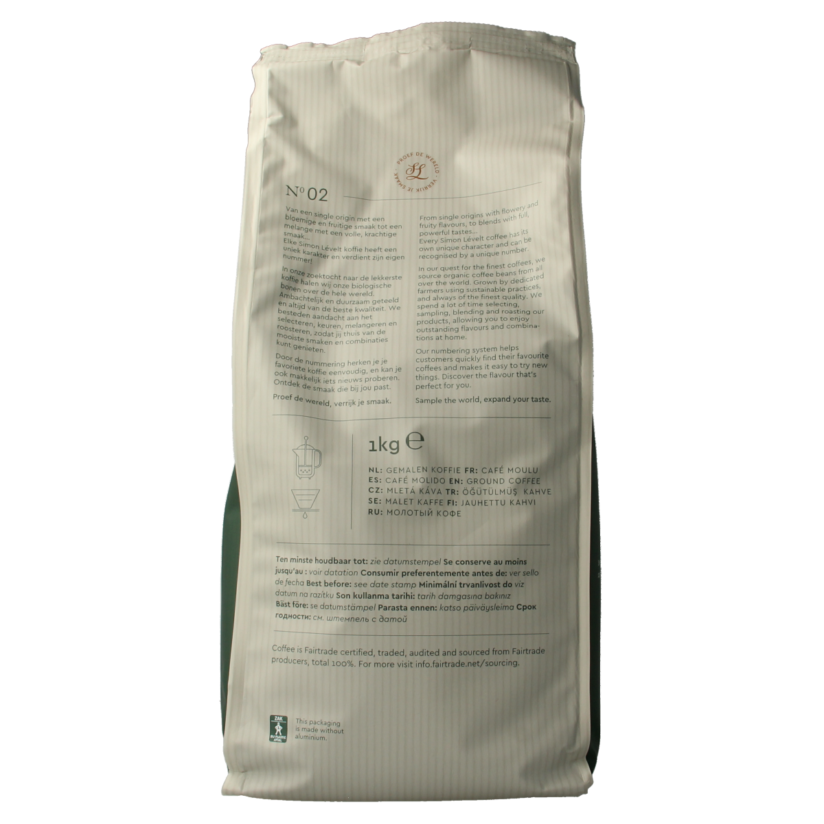 Simon Levelt Forte superior blend gemalen koffie bio 1.00 Kilogram