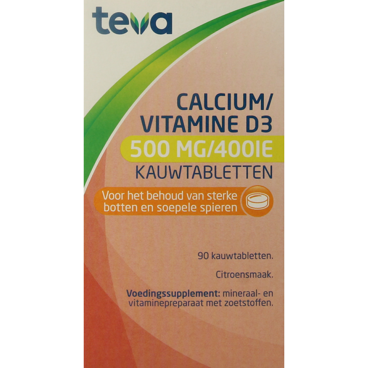 Teva Calcium / vitamine D 500mg / 400IE 90.00 Kauwtabletten