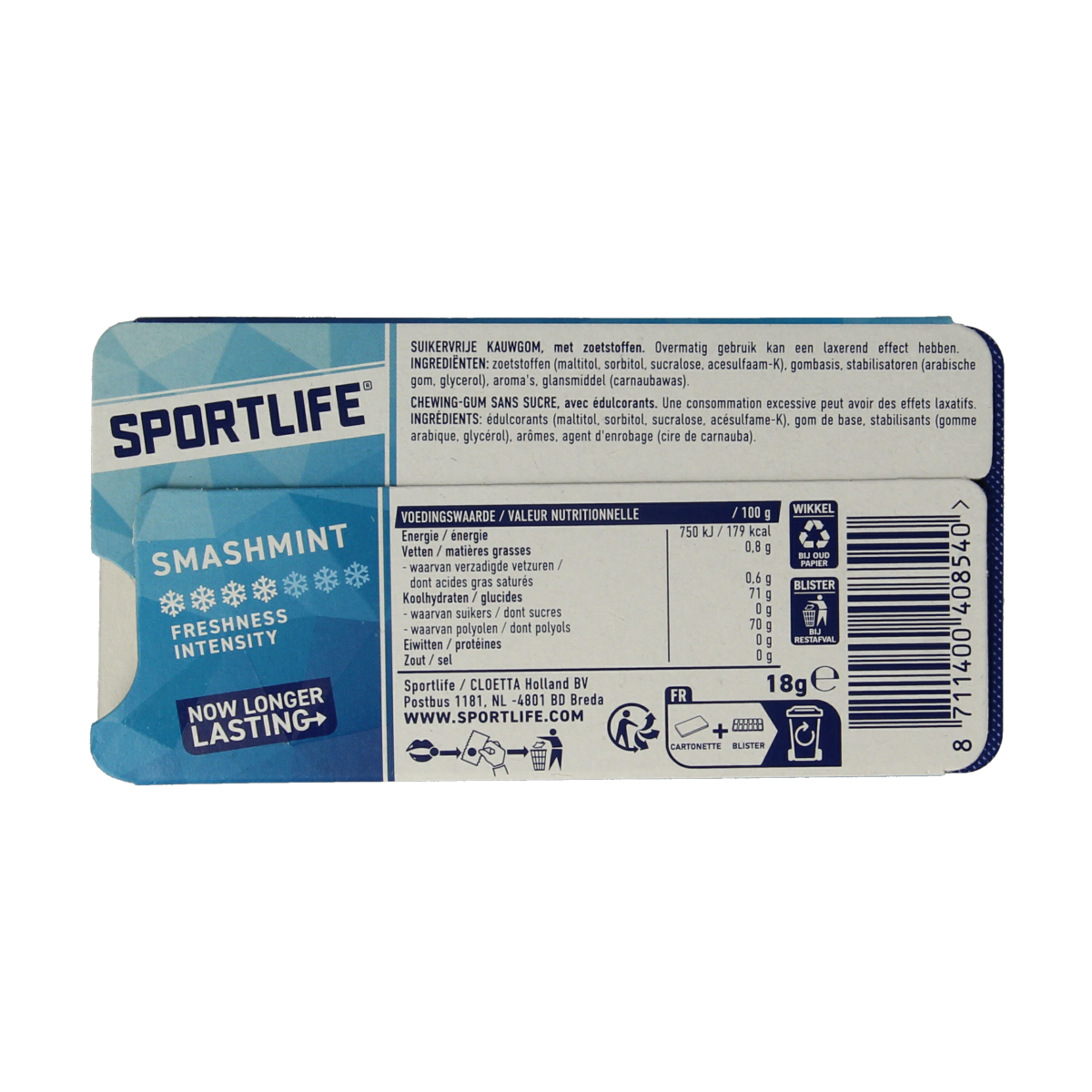 Sportlife Smashmint blauw pack 1.00 Stuks
