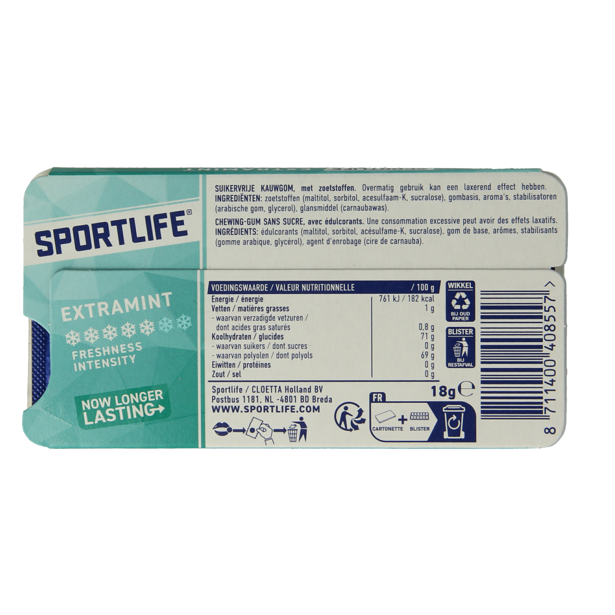 Sportlife Extramint licht blauw pack 1.00 Stuks