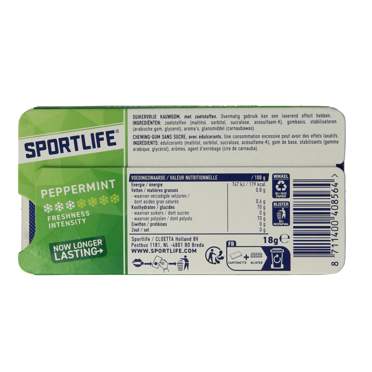 Sportlife Pepermint groen pack 1.00 Stuks