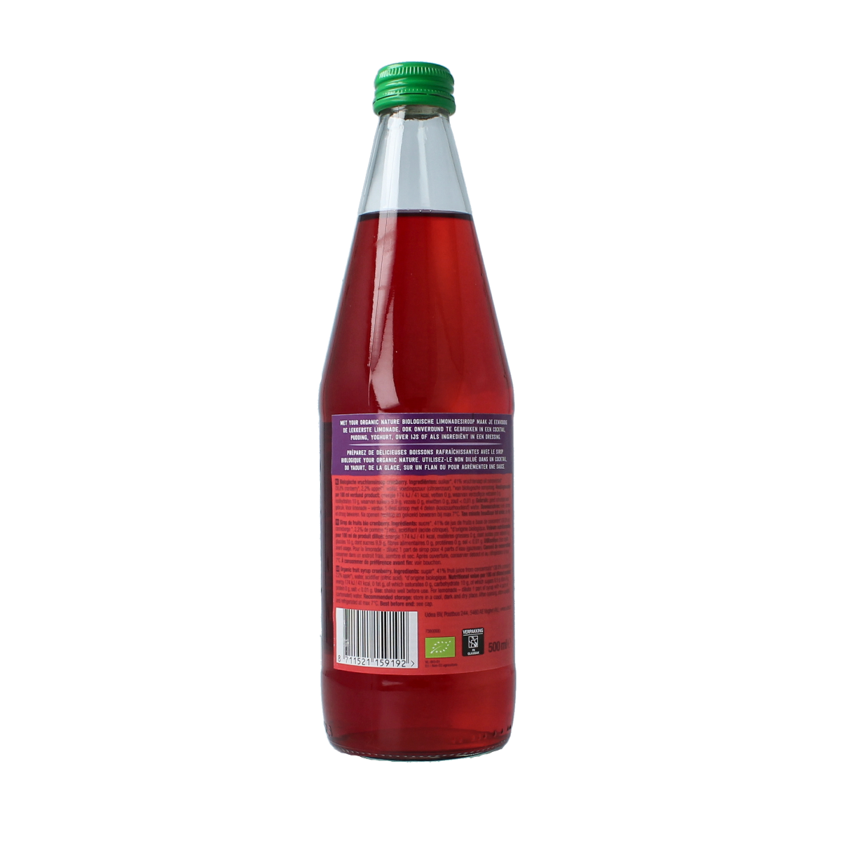 Your Organic Nature Limonadesiroop cranberry bio 500.00 Milliliter
