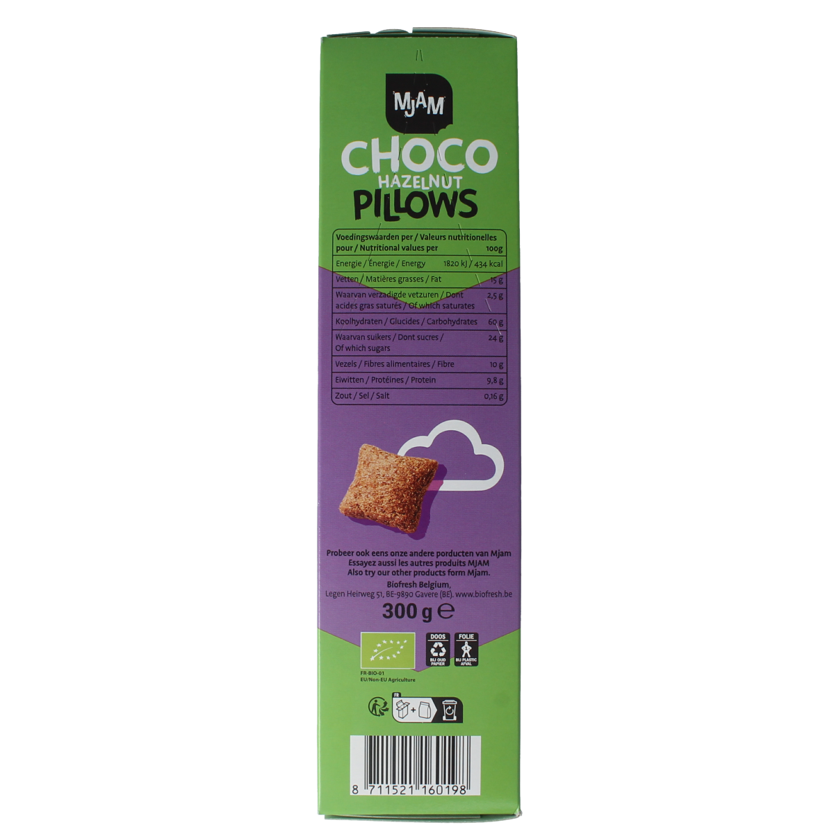 Mjam Choco pillows hazelnut bio 300.00 Gram