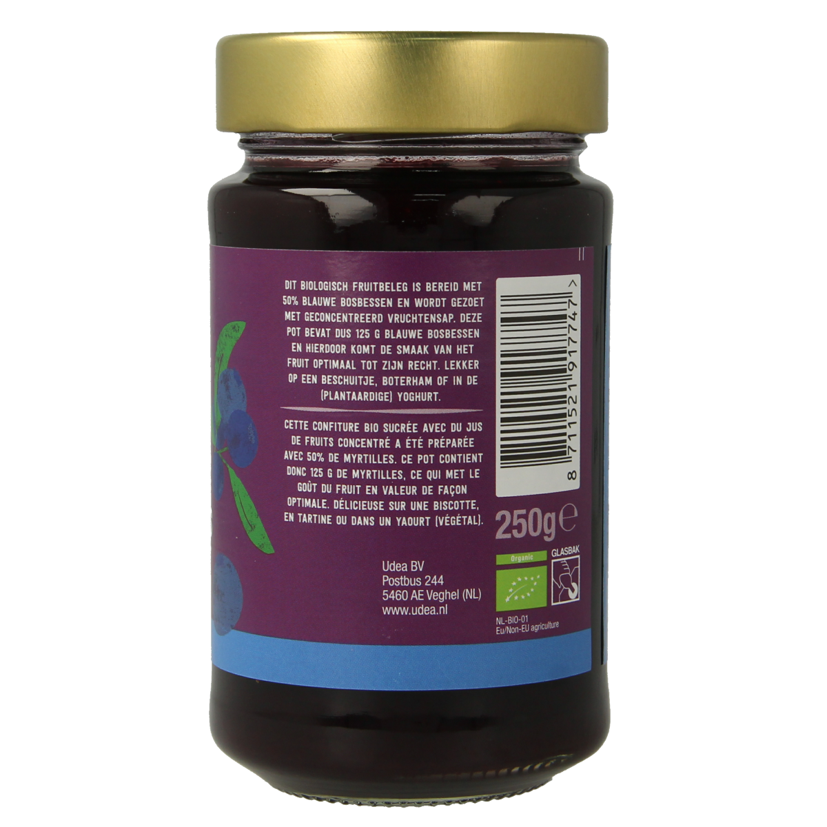 Your Organic Nature Fruit beleg blauwe bosbes bio 250.00 Gram