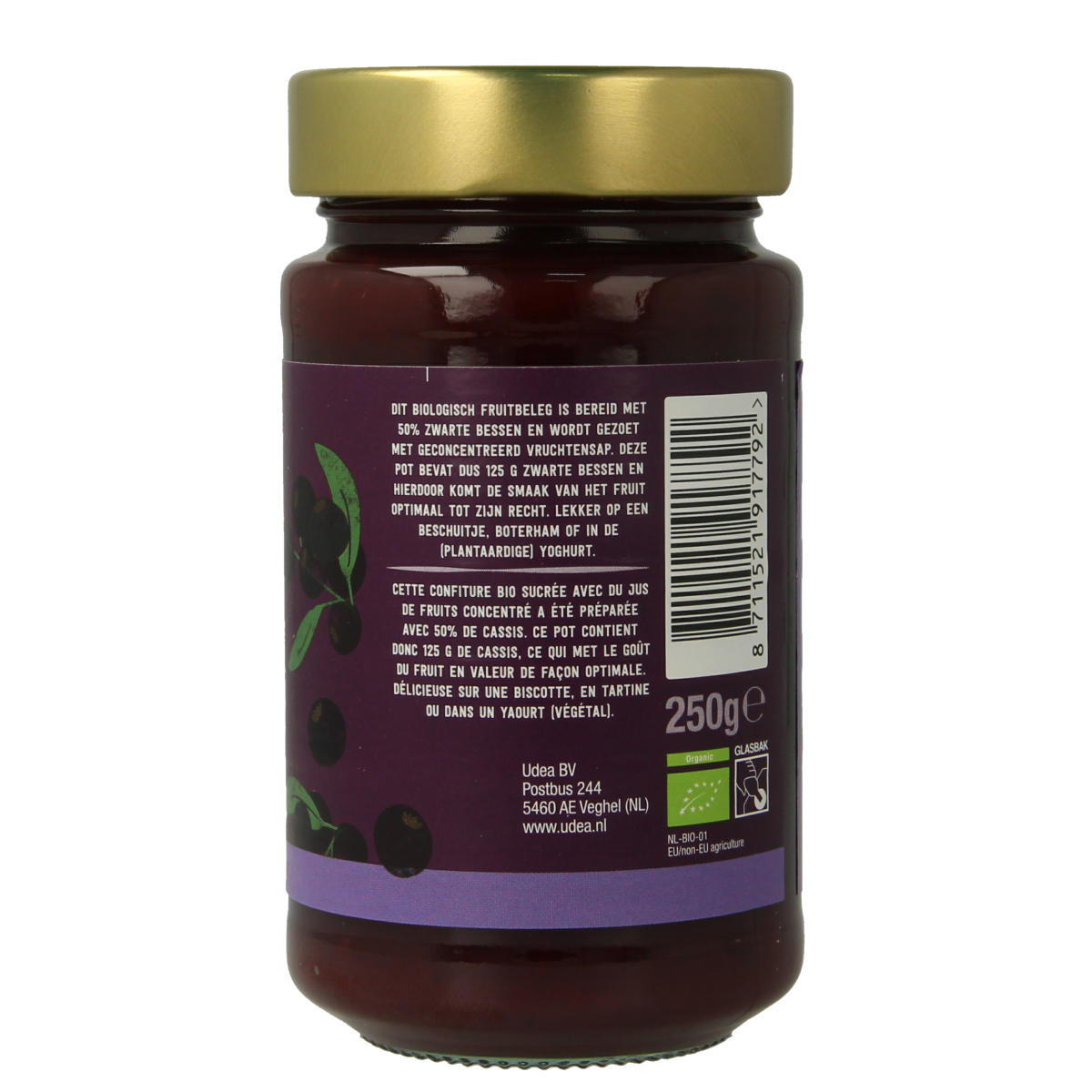 Your Organic Nature Fruit beleg zwarte bes bio 250.00 Gram