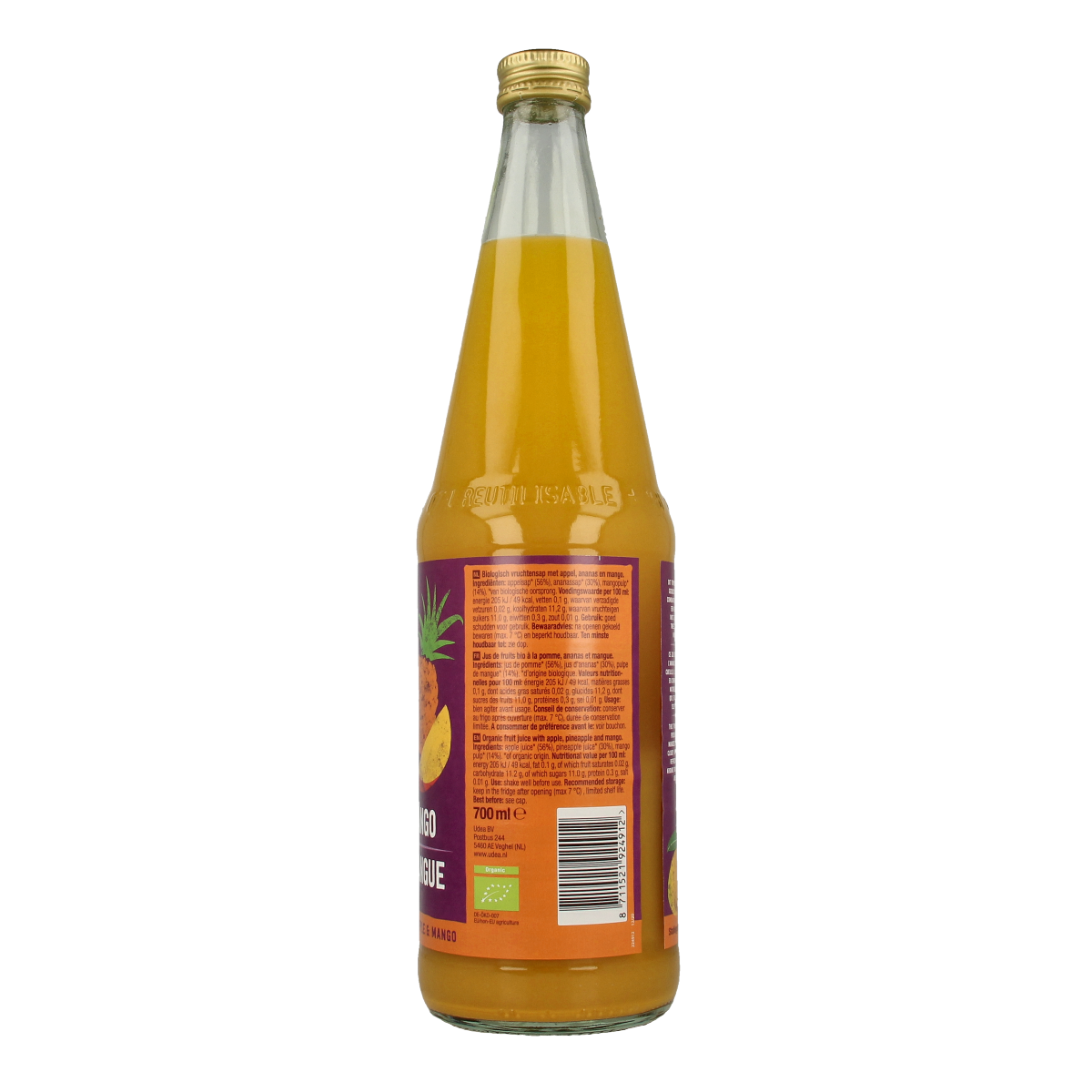 Your Organic Nature Vruchtensap appel ananas mango bio 700.00 Milliliter