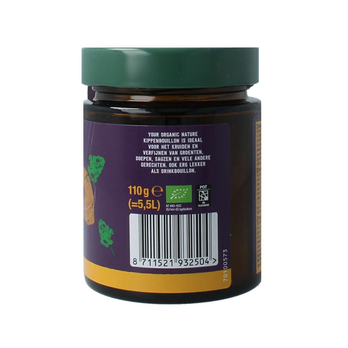 Your Organic Nature Heldere kippenbouillonpoeder zonder gist bio 110.00 Gram