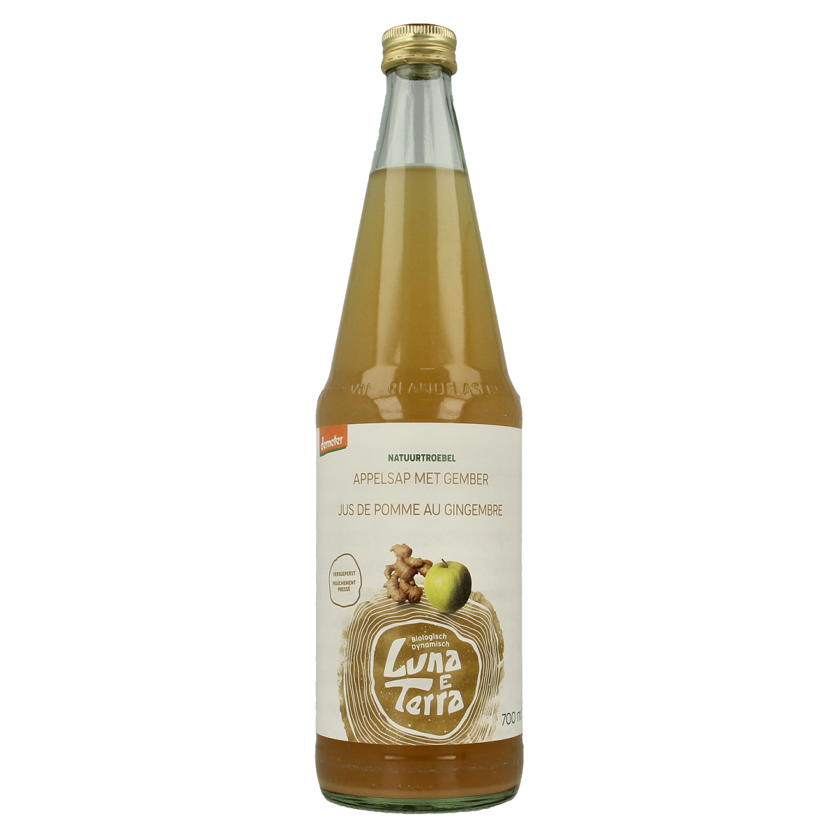 Luna E Terra Appelsap met gember natuurtroebel demeter bio 700.00 Milliliter
