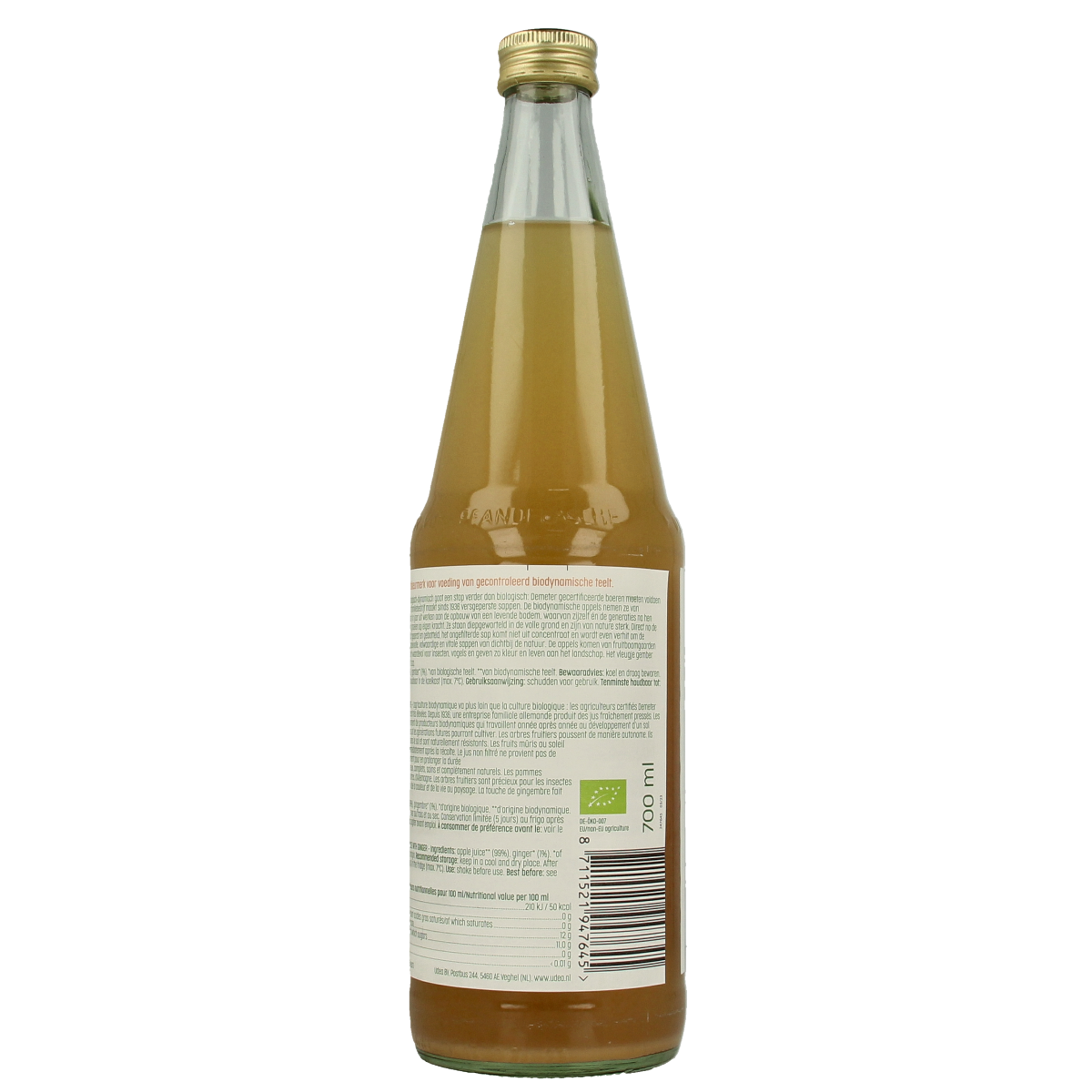 Luna E Terra Appelsap met gember natuurtroebel demeter bio 700.00 Milliliter