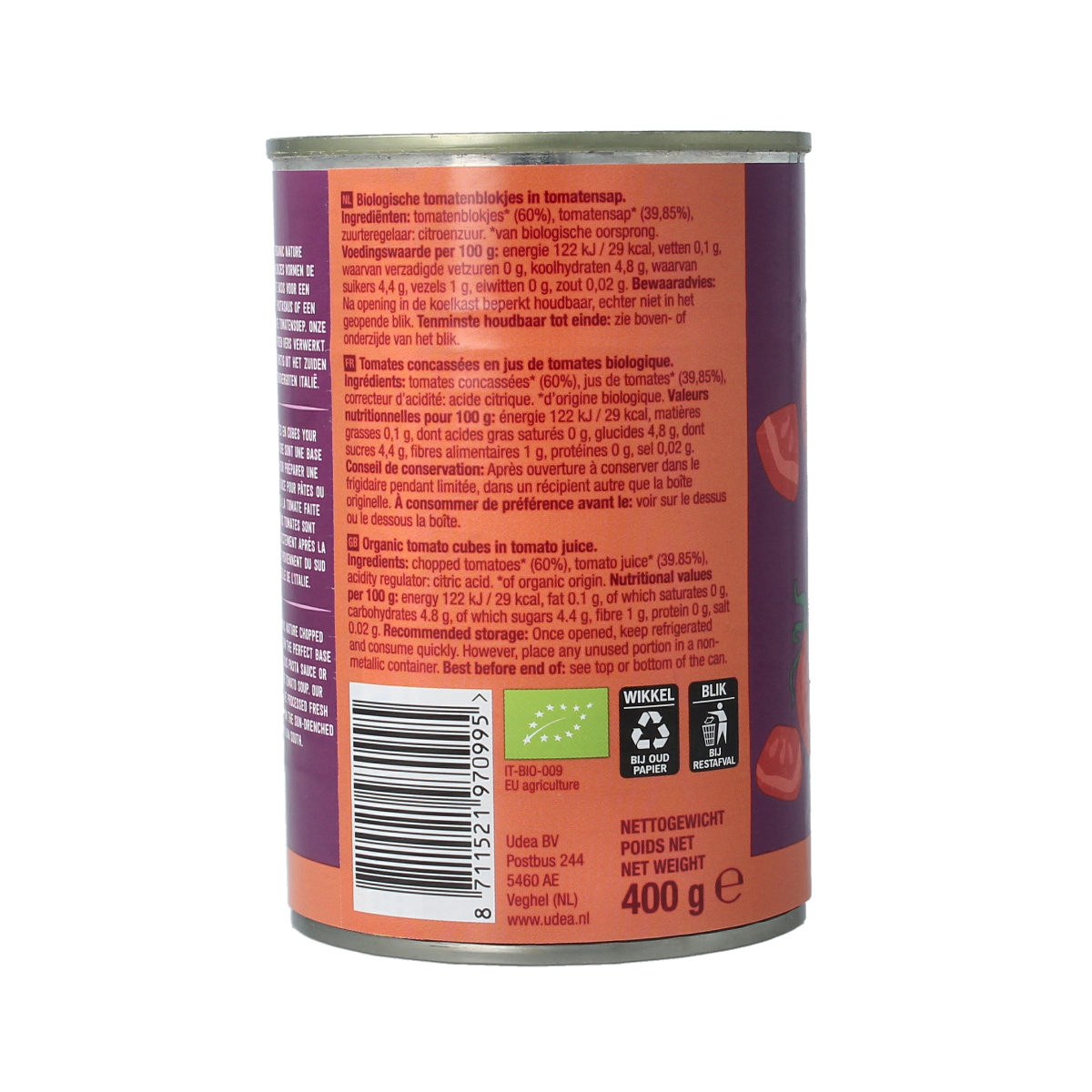 Your Organic Nature Tomatenblokjes bio 400.00 Gram