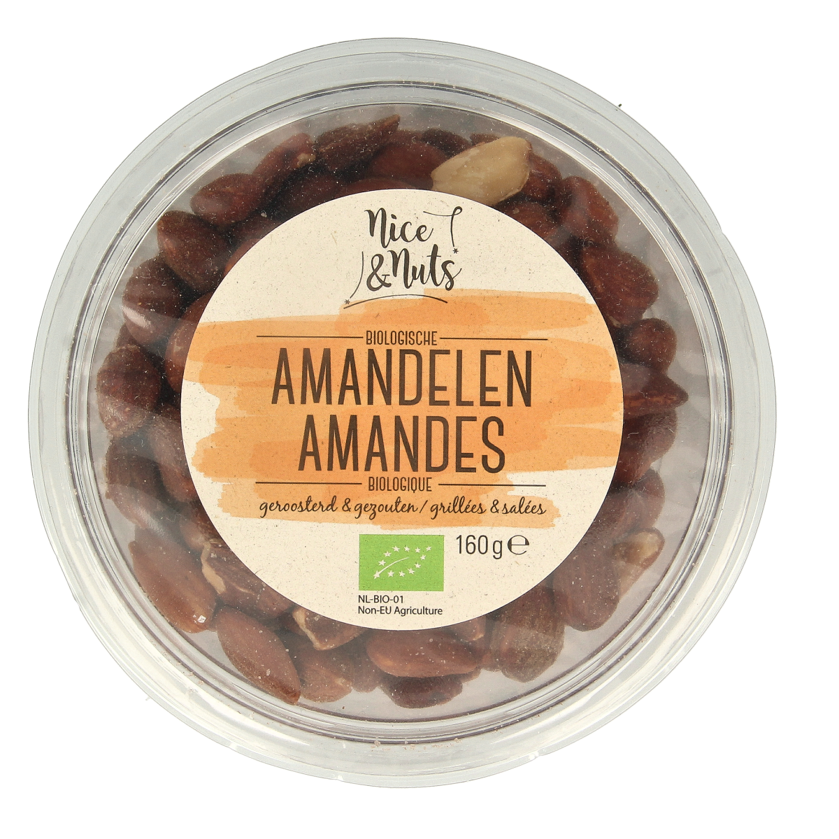 Nice & Nuts Amandelen bruin gezouten geroosterd bio 160.00 Gram