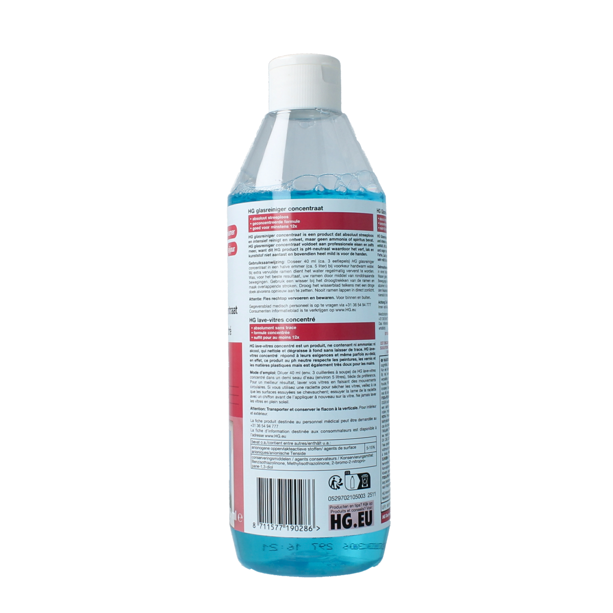 HG Glas reiniger concentraat 500.00 Milliliter