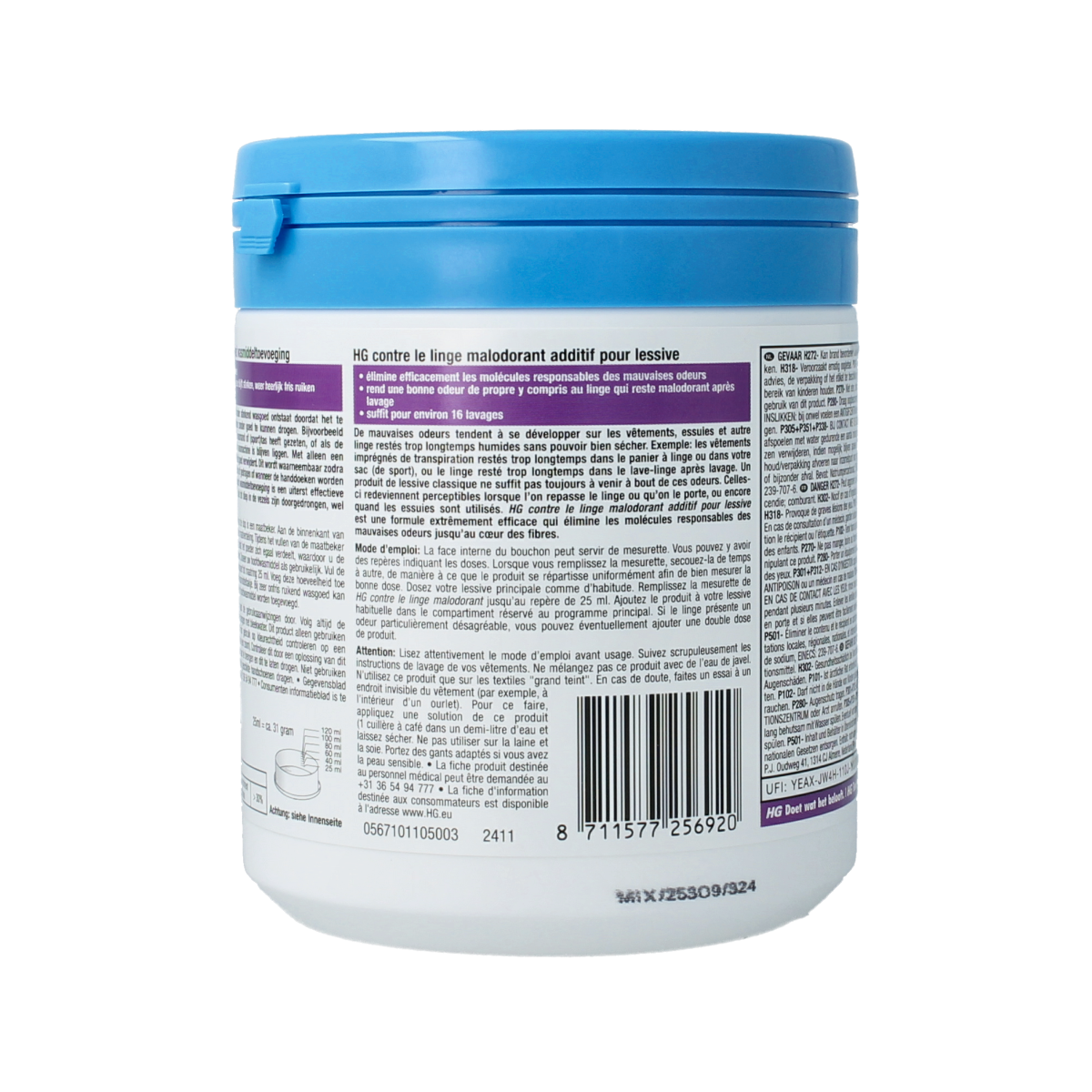 HG Wasmiddel stinkend wasgoed 500.00 Gram
