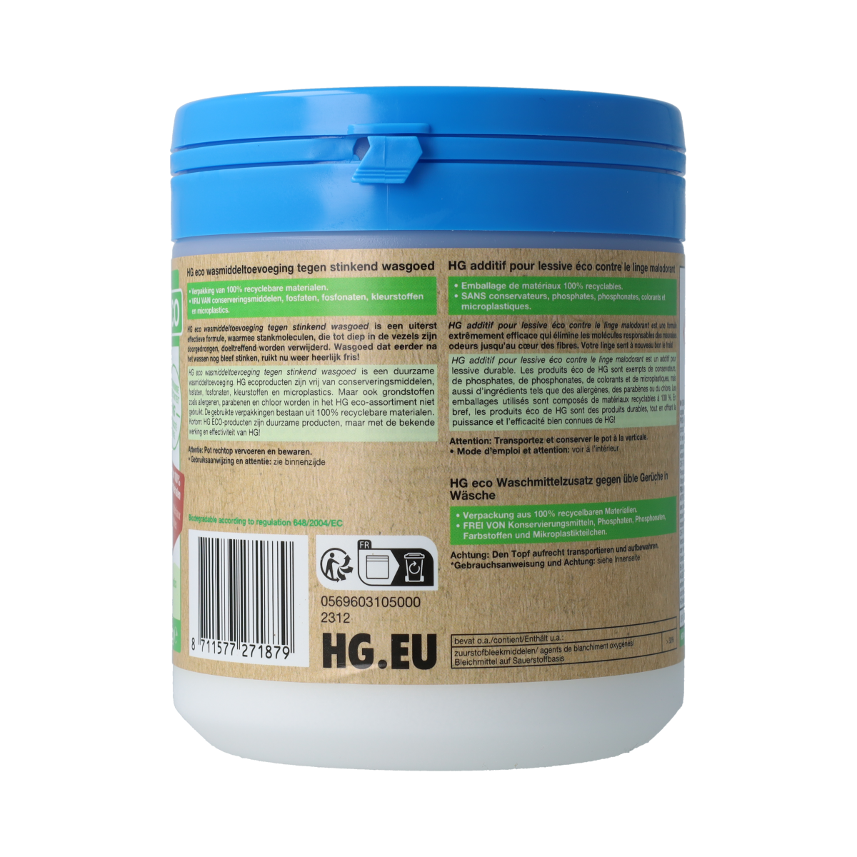 HG Eco wasmiddeltoevoeging stinkend wasgoed 500.00 Milliliter