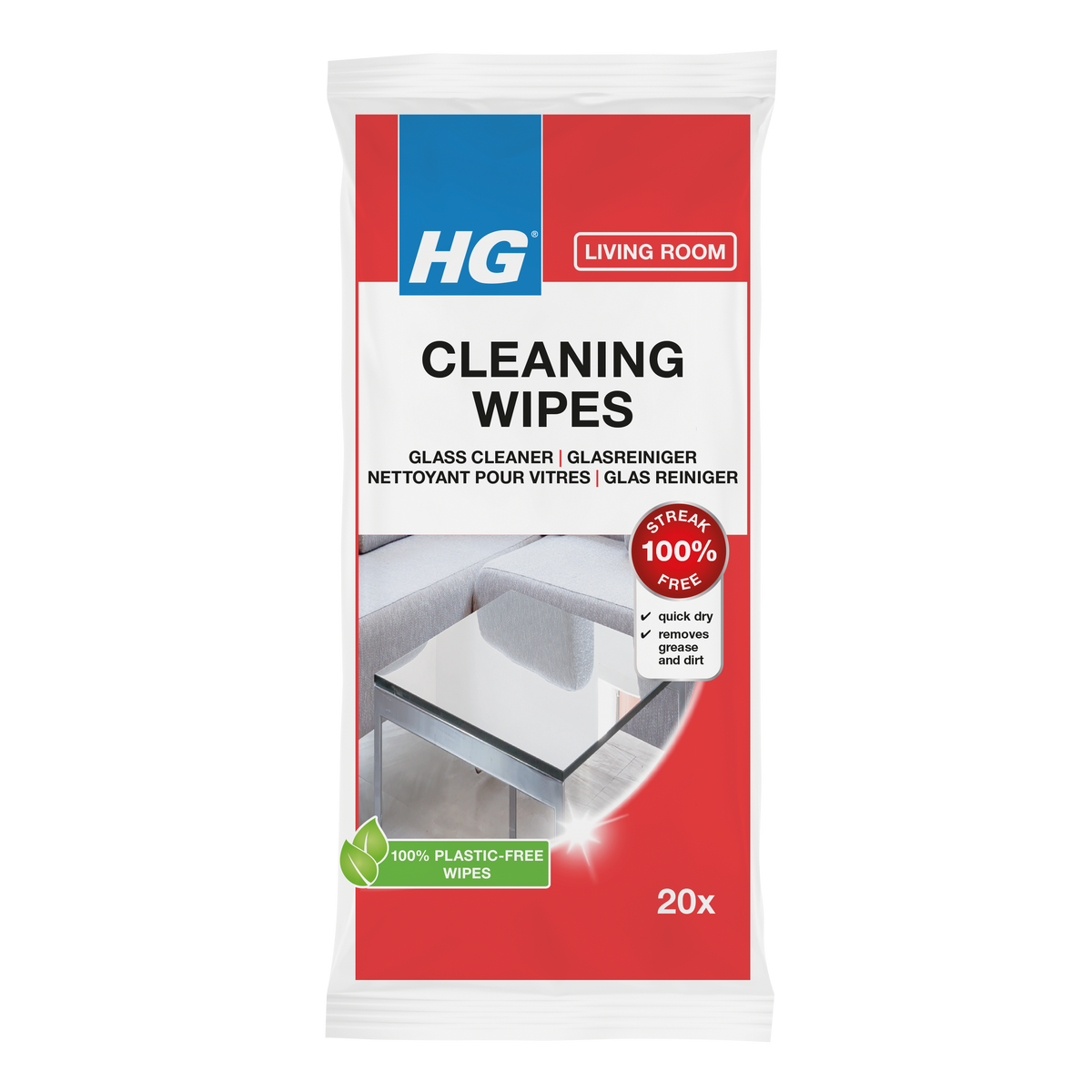 HG Glasreiniger wipes 20.00 Stuks