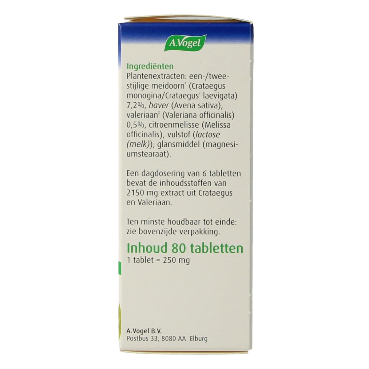 A Vogel Crataegus + valeriaan tabletten 80.00 Tabletten