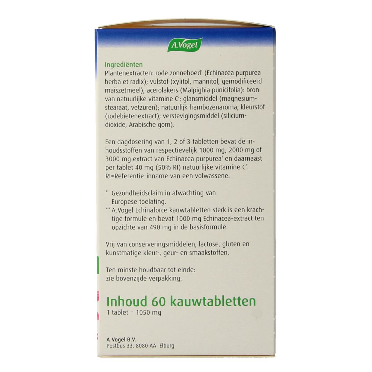 A Vogel Echinaforce kauwtablet sterk + vitamine C 60.00 Kauwtabletten