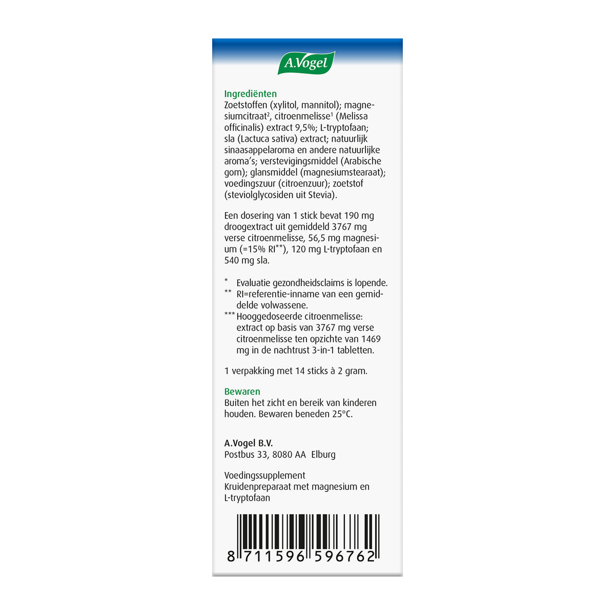 A Vogel Nachtrust sticks 14x2g 28.00 Gram
