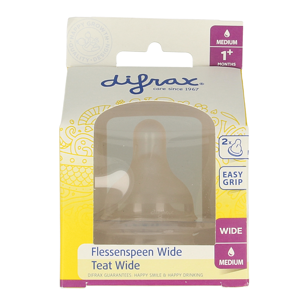 Difrax Flesspeen soft breed medium 2.00 Stuks