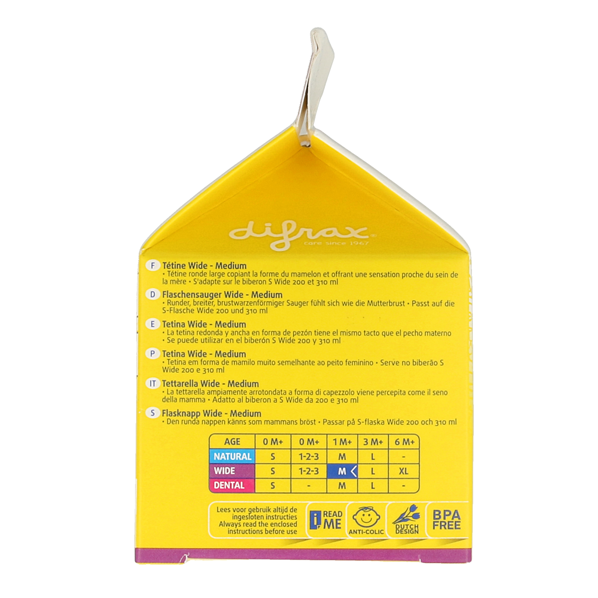 Difrax Flesspeen soft breed medium 2.00 Stuks