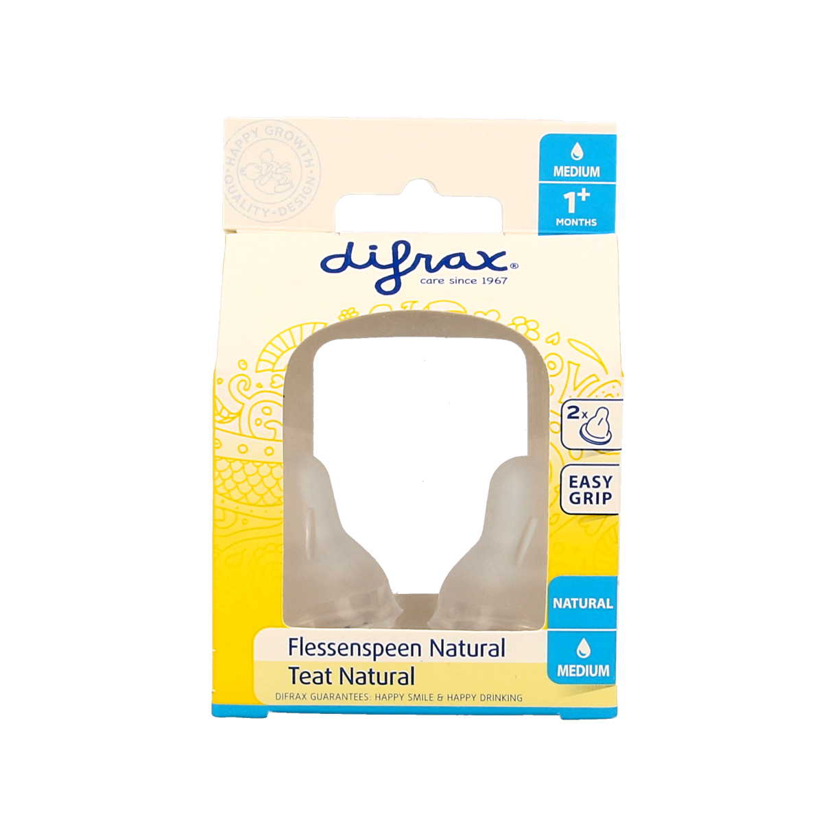 Difrax Flesspeen medium natural 2.00 Stuks