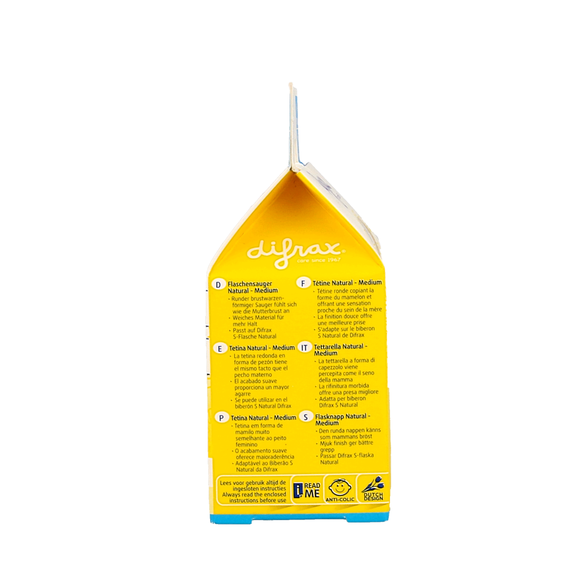 Difrax Flesspeen medium natural 2.00 Stuks