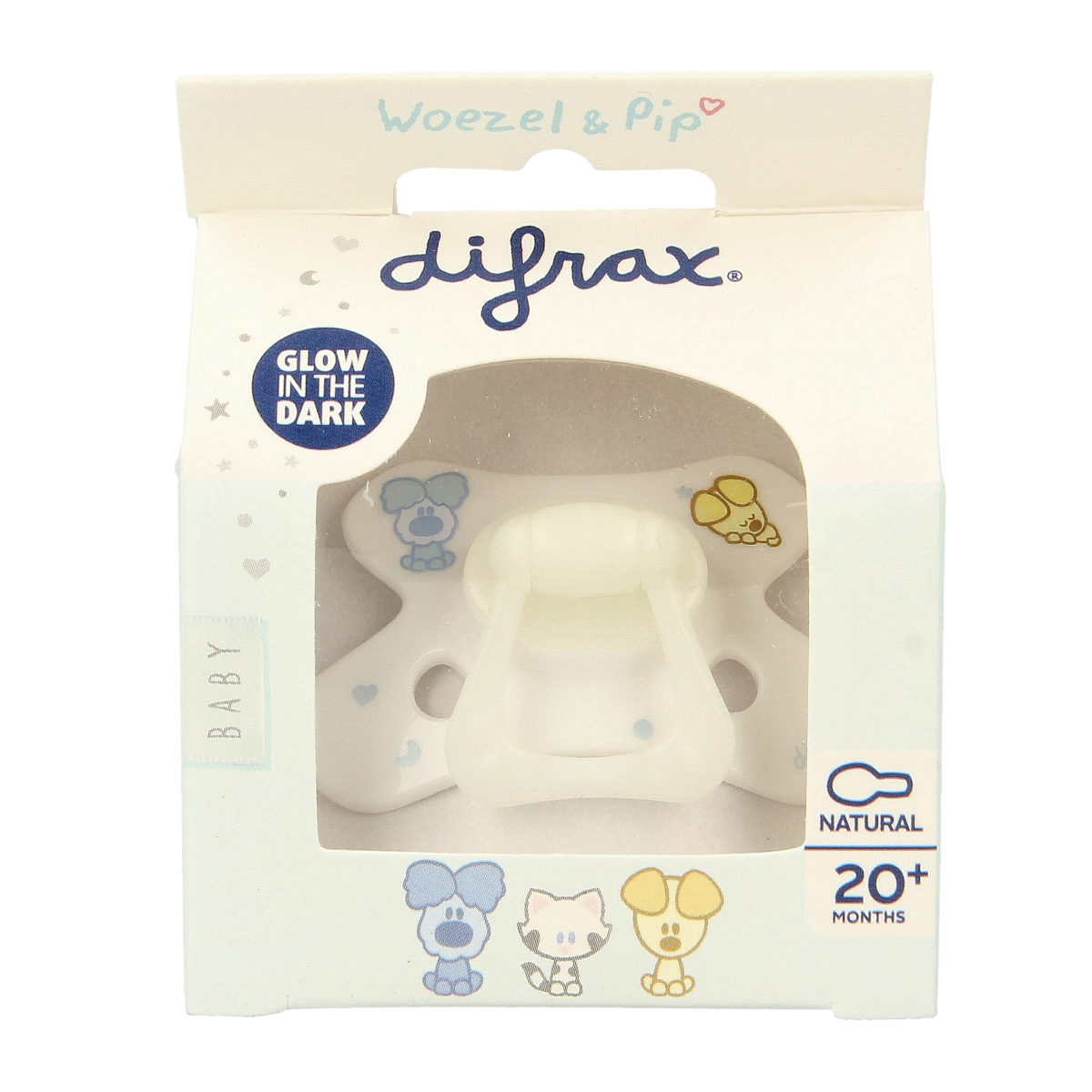 Difrax Fopspeen natural 20+ maanden Woezel & Pip 1.00 Stuks
