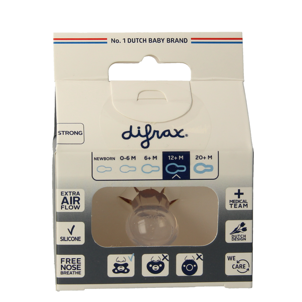 Difrax Fopspeen natural 12+ maanden assorti 1.00 Stuks