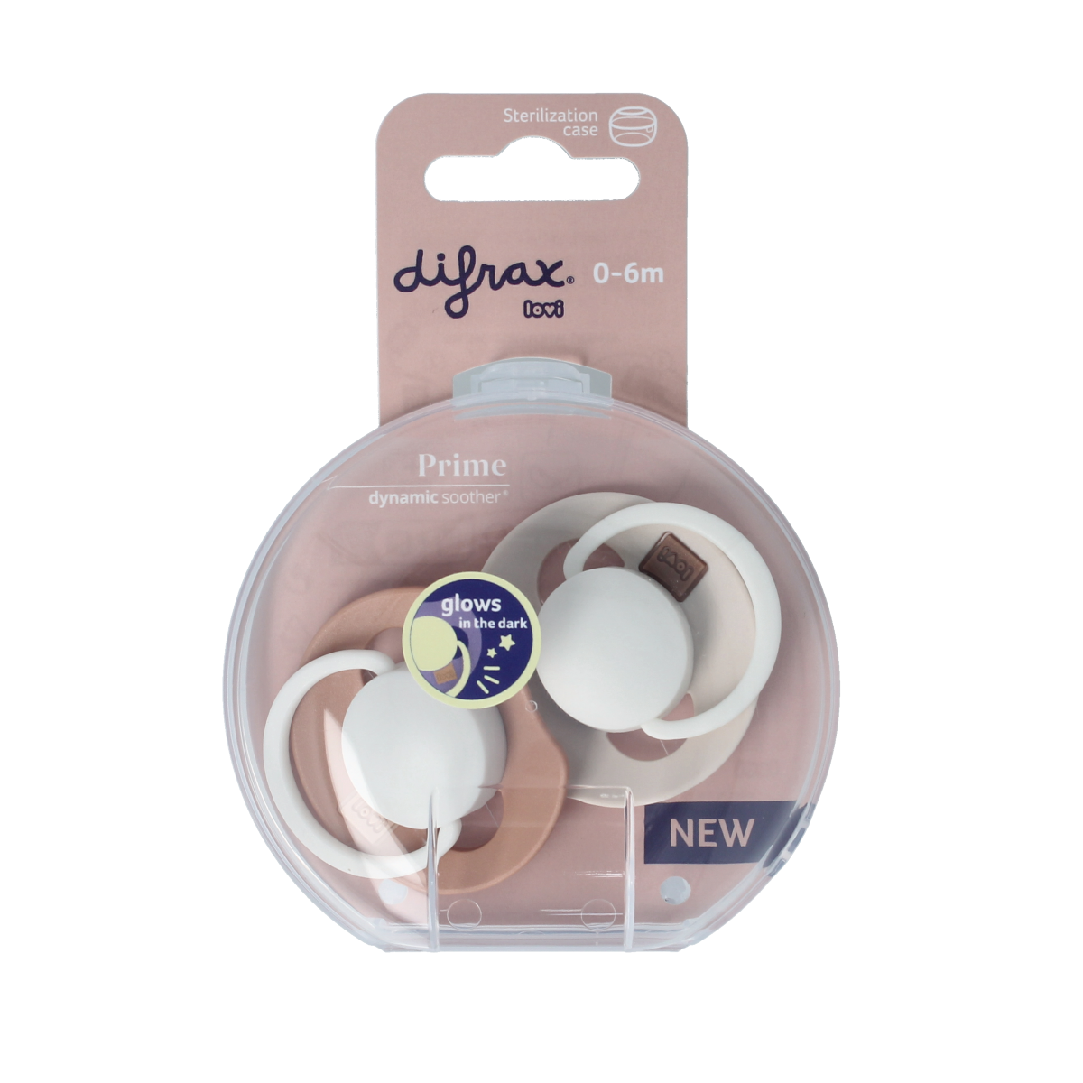 Difrax Fopspeen glow dynamic 0-6 mnd ivory/blush 2.00 Stuks