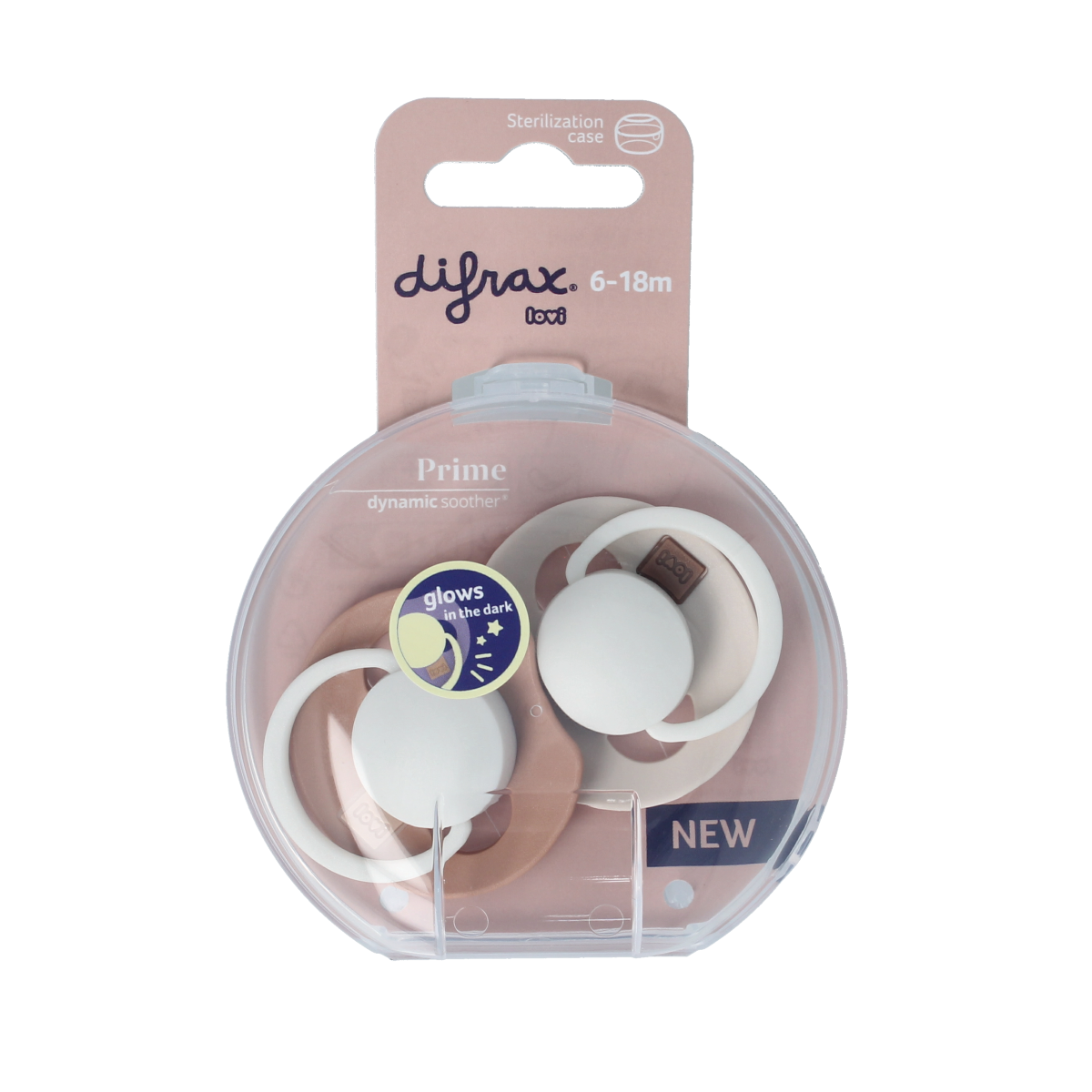 Difrax Fopspeen glow dynamic 6-18  mnd ivory/blush 2.00 Stuks