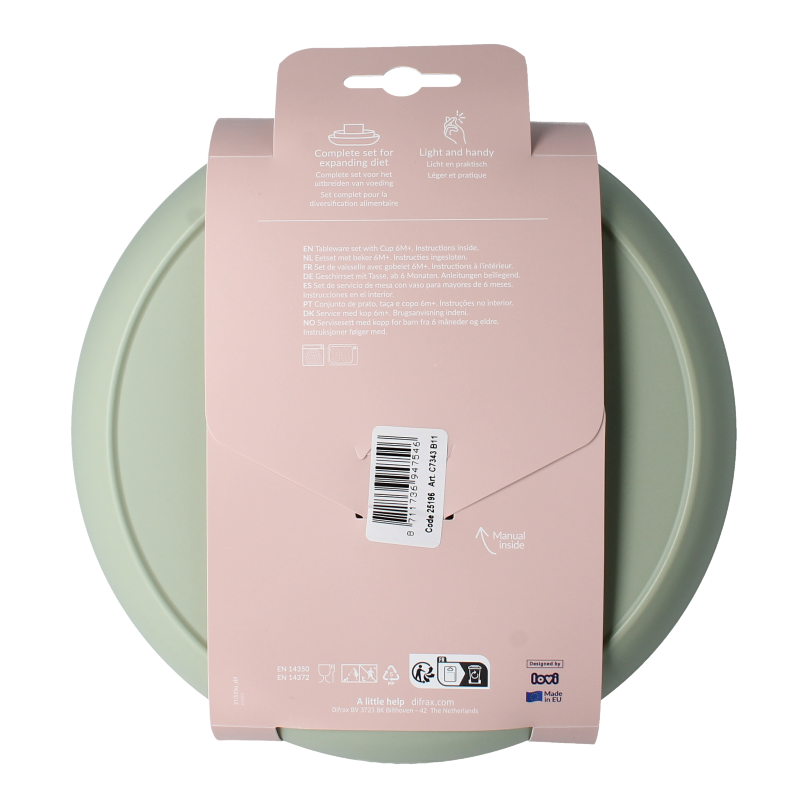 Difrax Lovi eetset met beker pistachio 1 Set