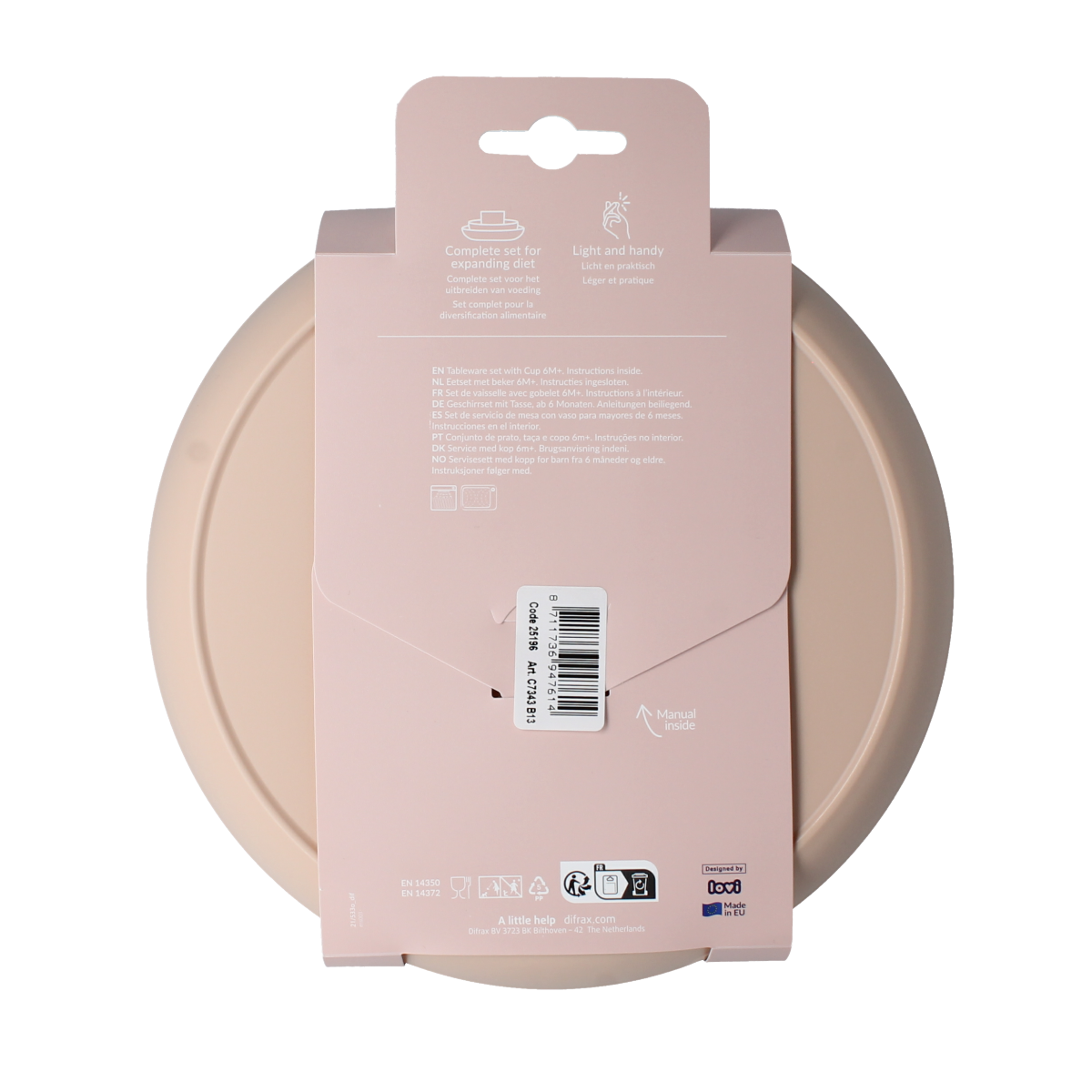 Difrax Lovi eetset met beker nude 1.00 Set