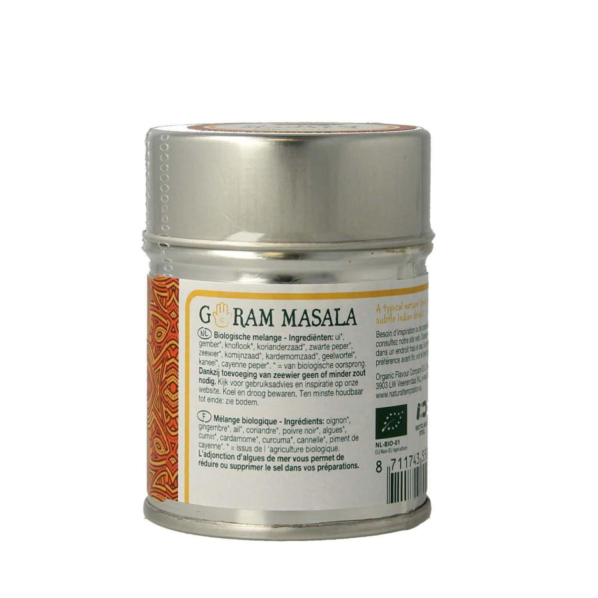 Natural Temptation Garam masala blikje natural spices bio 50.00 Gram